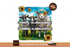 Sheep with sunflowers sublimation png Product Image 1