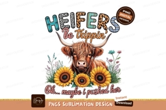 Heifer with sunflowers sublimation png Product Image 1