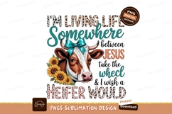Cow with sunflowers sublimation png Product Image 1