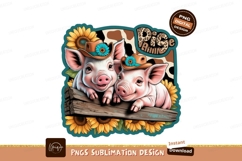 Two cute pigs with sunflowers sublimation png Product Image 1