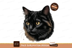 Elegant black cat isolated on transparent background sublima Product Image 1
