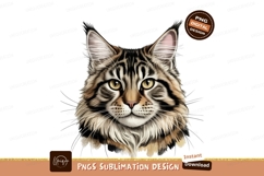 Maine coon cat portrait sublimation png Product Image 1