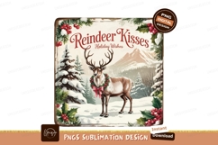 Reindeer kisses holiday wishes sublimation png Product Image 1
