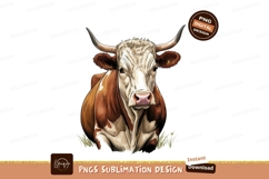 Cow portrait isolated on transparent background sublimation Product Image 1