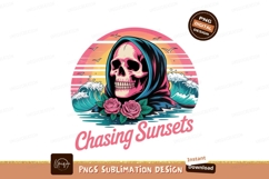 Skull Grim Reaper Roses Ocean Sunset Waves image Product Image 1