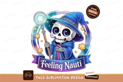 Cute skeleton wizard holding staff magic Product Image 1