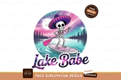 Skeleton paddleboarding under starry sky lake water Product Image 1