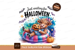 Highland cow waiting for Halloween pumpkin stars Product Image 1