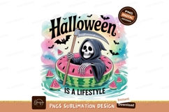 Grim reaper swimming watermelon holiday halloween Product Image 1