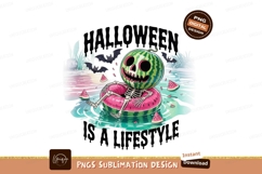 Skeleton watermelon floating Halloween bats image Product Image 1