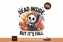 Grim reaper holding birthday cake with pumpkins and leaves Product Image 1