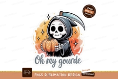 Grim reaper holding pumpkin with stars halloween orange Product Image 1