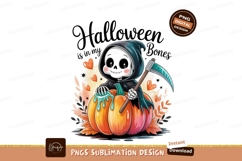 Format: Title: Cute Grim Reaper With Pumpkin Halloween Product Image 1