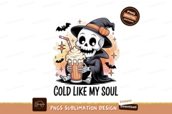 Skeleton holding cold drink with pumpkin hat halloween Product Image 1