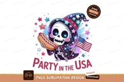 Skeleton character with hotdog and flag american stars Product Image 1