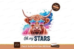 Highland cow wearing star sunglasses bull animal Product Image 1