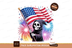 Grim Reaper Holding American Flag Fireworks image Product Image 1