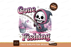 Grim reaper fishing pink purple skeleton skull Product Image 1