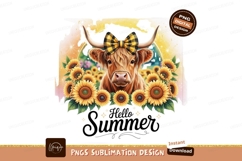 Highland cow sunflowers summer greeting image Product Image 1
