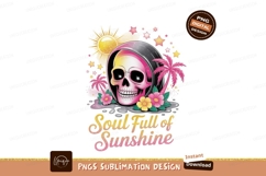 Pink skull sunshine palm trees flowers yellow Product Image 1