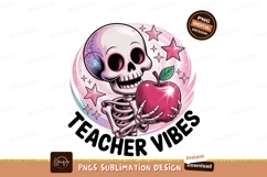 Skeleton holding apple with stars pink teacher Product Image 1