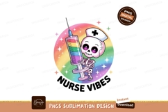 Skeleton nurse with rainbow syringe medical Product Image 1