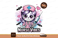 Skeleton nurse with syringe and bats hearts Product Image 1