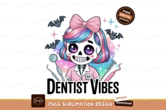 Cute skeleton dentist with bats and dental tools image Product Image 1