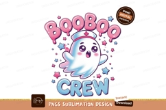 Cute ghost nurse with stars and text pink blue Product Image 1