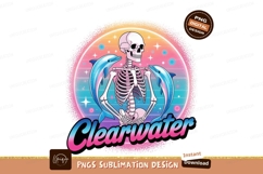Skeleton dolphins sunset gradient ocean Product Image 1