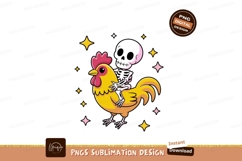Skeleton Riding Rooster With Stars chicken yellow Product Image 1