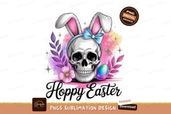Skull bunny ears Easter egg floral design image Product Image 1