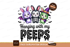 Cute Halloween Bunnies With Witch Hat spooky bats Product Image 1