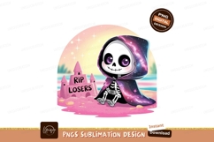 Format: Title: Cute grim reaper with galaxy cloak on beach Product Image 1
