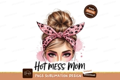 Messy Bun Mom Leopard Print Headband hair Product Image 1