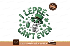 Skeleton leprechaun with drink and shamrocks image Product Image 1