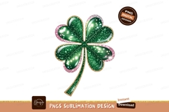 Glittering green four leaf clover with pink and gold trim Product Image 1
