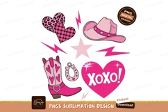 Pink Western Hearts Cowboy Boot Hat Horseshoe Lightning Star Product Image 1