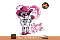 Skeleton cowboy holding rose with heart pink Product Image 1