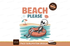 Skeleton relaxing on float at beach water umbrella Product Image 1