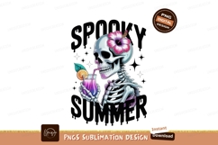 Skeleton drinking cocktail with hibiscus flower orange Product Image 1