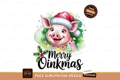 Pink pig wearing Santa hat with Christmas lights image Product Image 1
