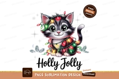 Adorable kitten wrapped in festive Christmas lights Product Image 1