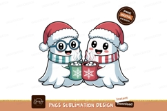 Cute ghosts holding hot chocolate christmas scarf Product Image 1