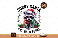 Raccoon wearing Santa hat surrounded by Christmas lights Product Image 1