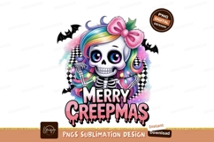 Skeleton girl rainbow hair Christmas lights bats image Product Image 1