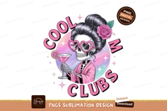 Skeleton woman with cocktail and rose pink Product Image 1