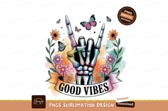 Skeleton hand rock sign floral butterflies image Product Image 1