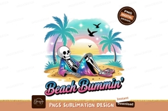Skeleton relaxing on tropical beach sunset palm Product Image 1