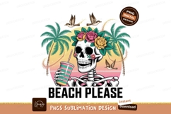 Skeleton drinking at the beach palm trees Product Image 1